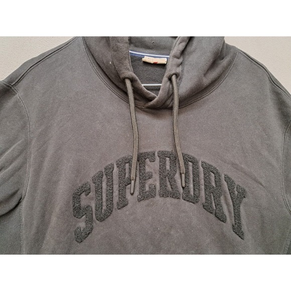 Superdry Mens Large Black Long Sleeve Pullover Hoodie Sweatshirt - Picture 3 of 12